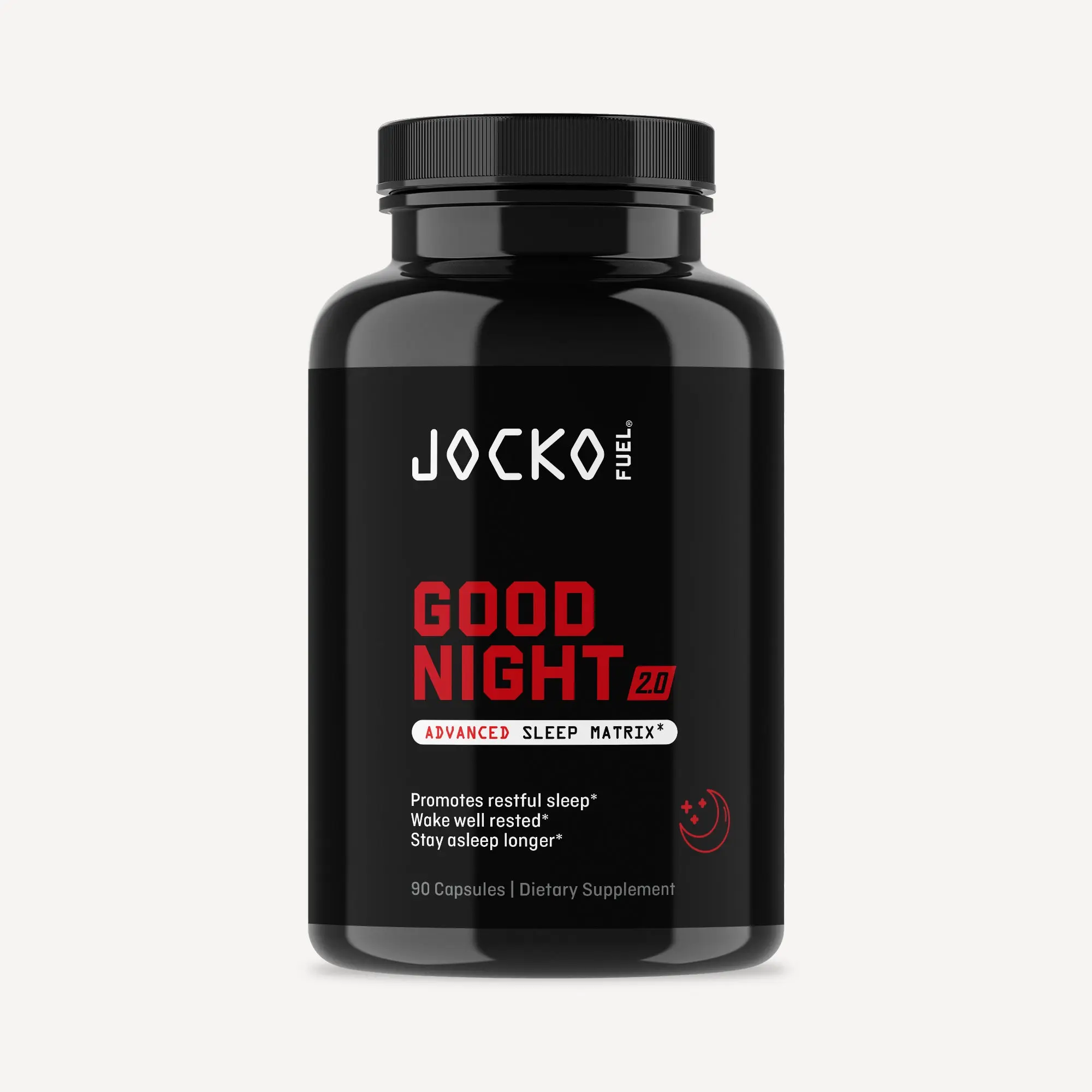 JOCKO FUEL Good Night 2.0 Edible Dietary Supplement - 90 Caffeine-Free Capsules, Tart Cherry Aid with 8 Natural Ingredients for Restful Sleep (US Stock, Wake Well Rested)