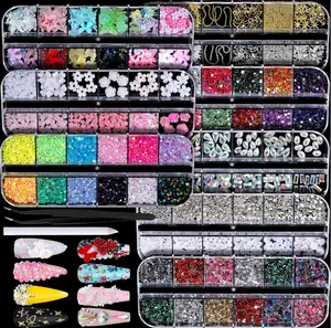 8 Boxes Colored Rhinestones & Multi-Color Flat-Bottom Gemstones Set, with Rhinestone Tool Kit and Jewelry Glue as Gift, Perfect for Nail Art, DIY Decoration, Jewelry Making and More
