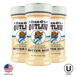 Dan-O's Outlaw Butter Dust 3 Bottle Combo - NEW Outlaw Flavor - Made in USA Kosher Seasoning for Grilling & Cooking