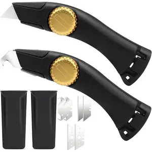 Duty Roofing & Utility Knife, 2 Pcs Roofing Utility Tools, Vinyl Knife Metal Roofing Tools with Portable Storage Sheath, Replacement Blades