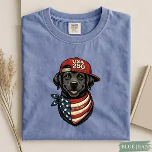 Comfort Colors USA 250th Anniversary Shirt, 4th of July Dog Shirt, Patriotic Dog Shirt, America Dog Shirt, Patriotic Labrador Shirt,USA 250