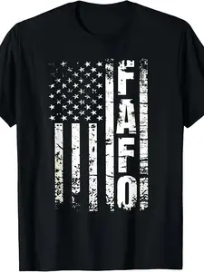 FAFO American Flag Graphic Pattern Hoodie | Patriotic Vintage Design, Black Casual Pullover with Bold White Letters, Unisex Regular Fit Crew Neck, All-Season Comfort, American Flag Apparel, Comfortable Clothing, Durable Fabric, Plus Size