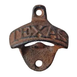 Rustic Cast Iron Texas Beer Soda Bottle Opener Wall Mounted Western Kitchen Bar