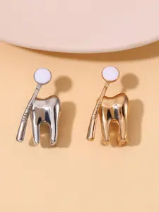 2pcs/set Cartoon Teeth Enamel Brooch Clip Oral Health Dentist Medical Care Alloy Brooches Lapel Backpack Badge Fashion Jewelry Accessories Gifts for Friends Durable Metal Pins