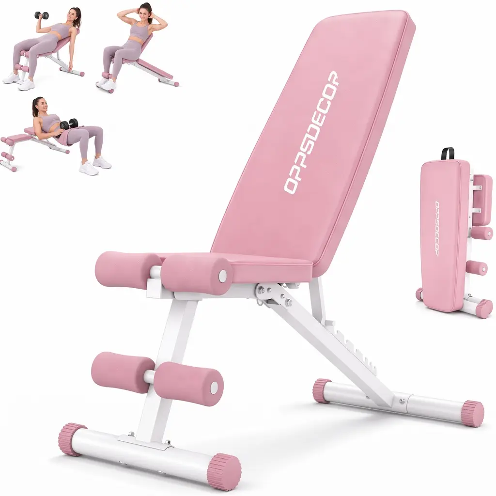 OPPSDECOR Adjustable Incline Decline Weight Bench, Foldable Heavy-Duty Steel Home Gym Equipment for Full Body Workouts, Strength Training Exercise Bench - 660 LBS Capacity, Leg Training Equipment, Workout Equipment