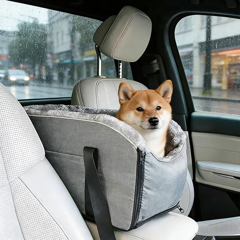 Pet Car Carrier Bag - Detachable Puppy Carrier with Fixable Strap, Secure Ride Portable Travel Nest for Cats and Dogs, Detachable Animal Carrier