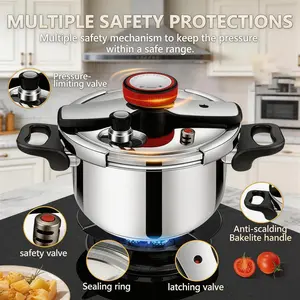 8 Quart 304 Stainless Steel Pressure Cooker, One-Handed Easy Open & Close Lid, Multi-Function Cookware Compatible with All Stovetops, Food-Grade Stainless Steel Pot for Fast Healthy Cooking Kitchen Ceramic Sturdy