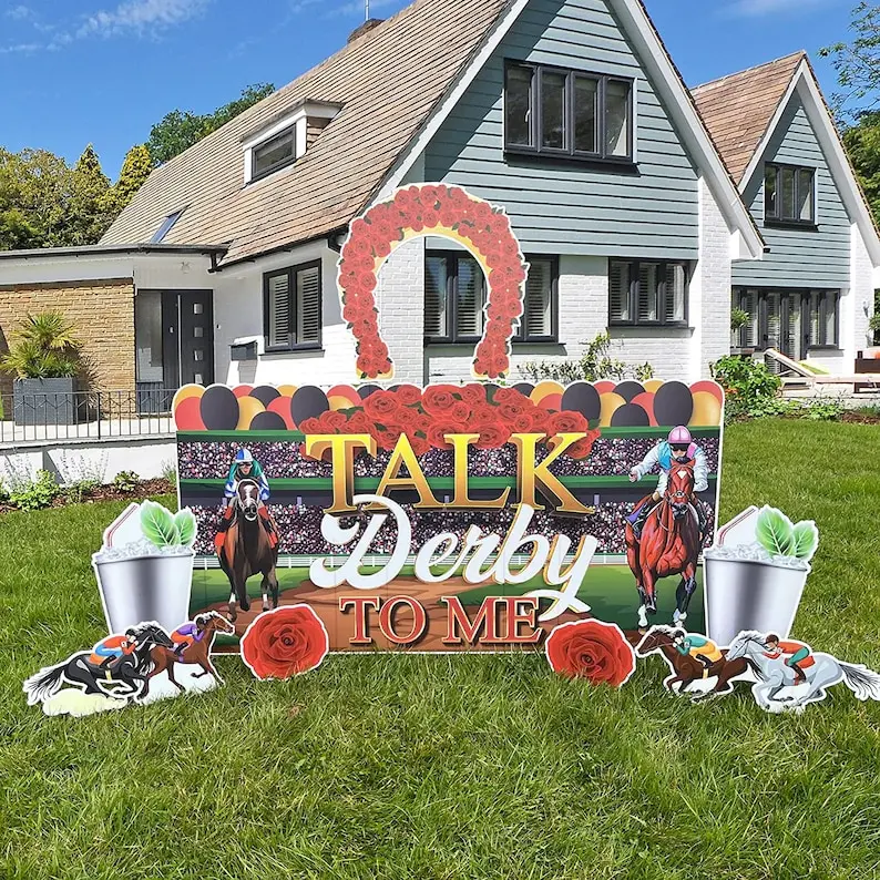 Talk Derby To Me Yard Card Display: Oversized Derby Day Lawn Decor