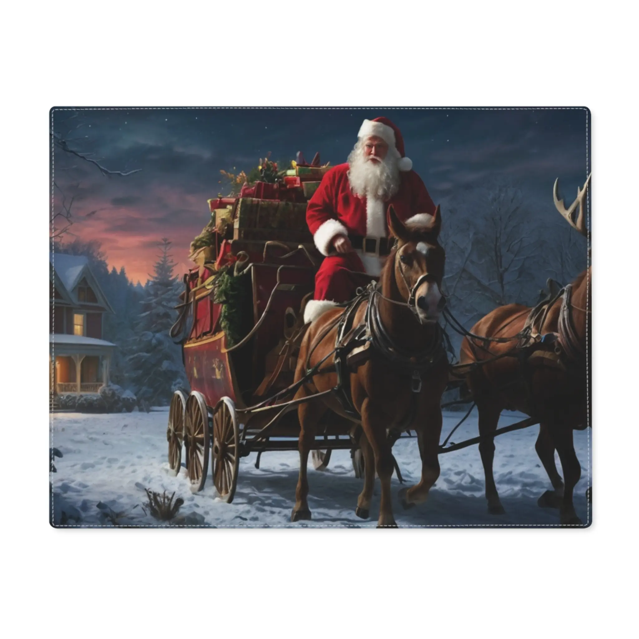 Christmas Santa Placemat, Holiday Table Decoration, Festive Dining Accessory, Xmas Dinner Setting, Kitchen Decor