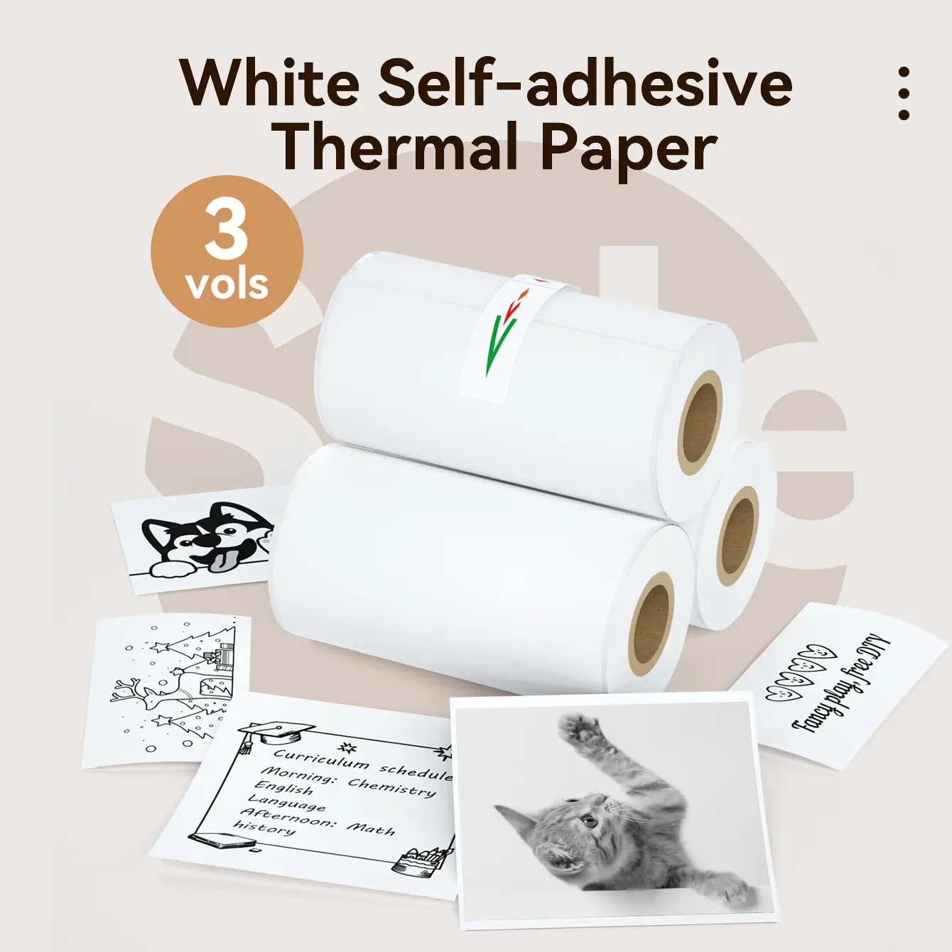 IDPRT S1 Mini Thermal Sticker Paper (57x25mm), 2.2" Self-Adhesive Label Refill Rolls for Portable Pocket Printers, Sticky-Backed Paper