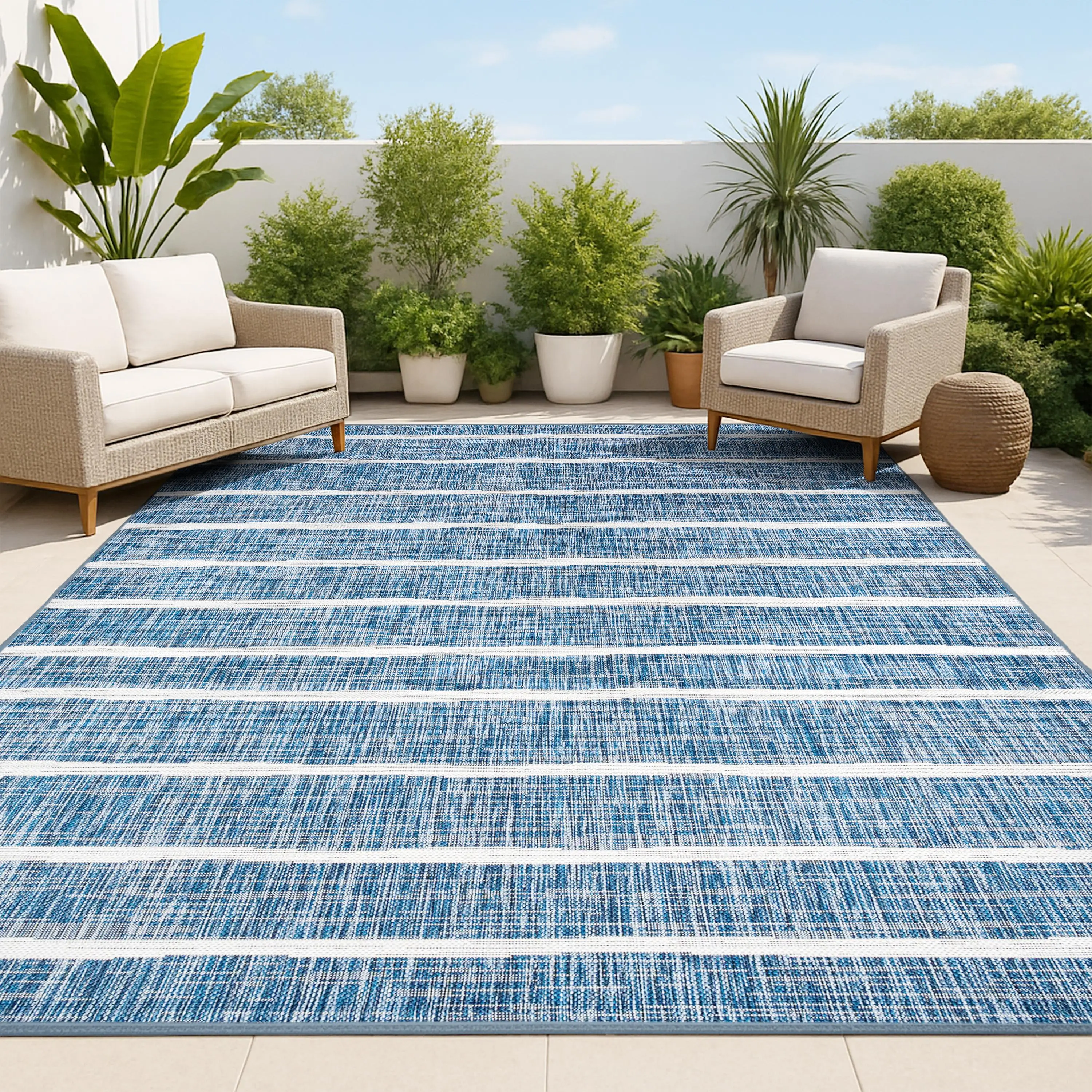 JONATHAN Y Colonia Berber Stripe Indoor/Outdoor Area Rug; for Living Room, Kitchen, Bedroom, Dining Room, Patio, Porch, Backyard