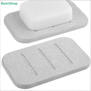 Diatomaceous Earth Soap Dish with Drainage,Self-Drying Bar Soap Holder for Bathroom, Shower & Kitchen Sink