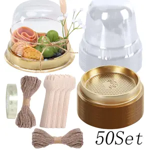 50 Set Clear Plastic Cupcake Container,Disposable Individual Charcuterie Cup,Muffin Pod Dome Disposable Individual Box Single Holders With Lid,for Christmas,Birthday