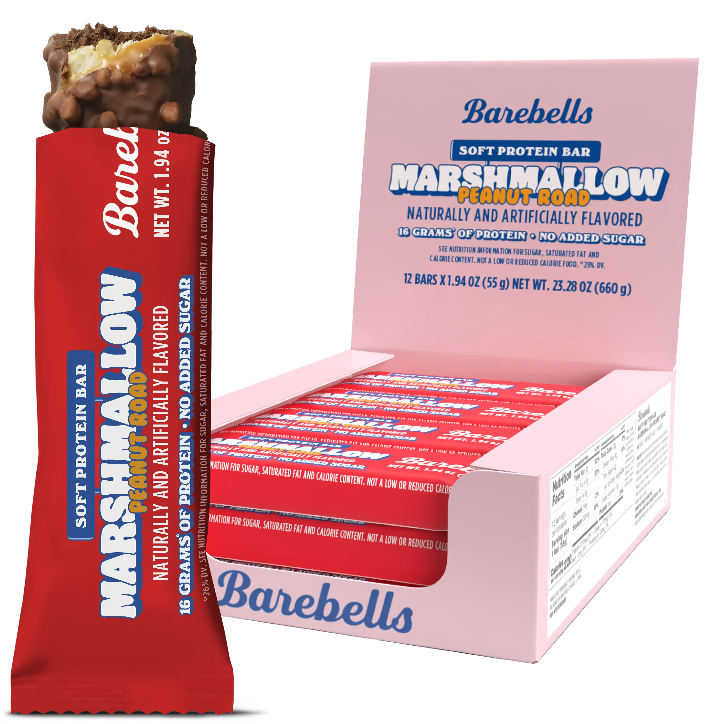 Barebells Protein Bars Marshmallow Peanut Road - 12 Count, 1.9oz Bars -Snacks with High Protein Barebells Protein Bars Marshmallow Peanut Road - 12 Count, 1.9oz Bars -Snacks with High Protein