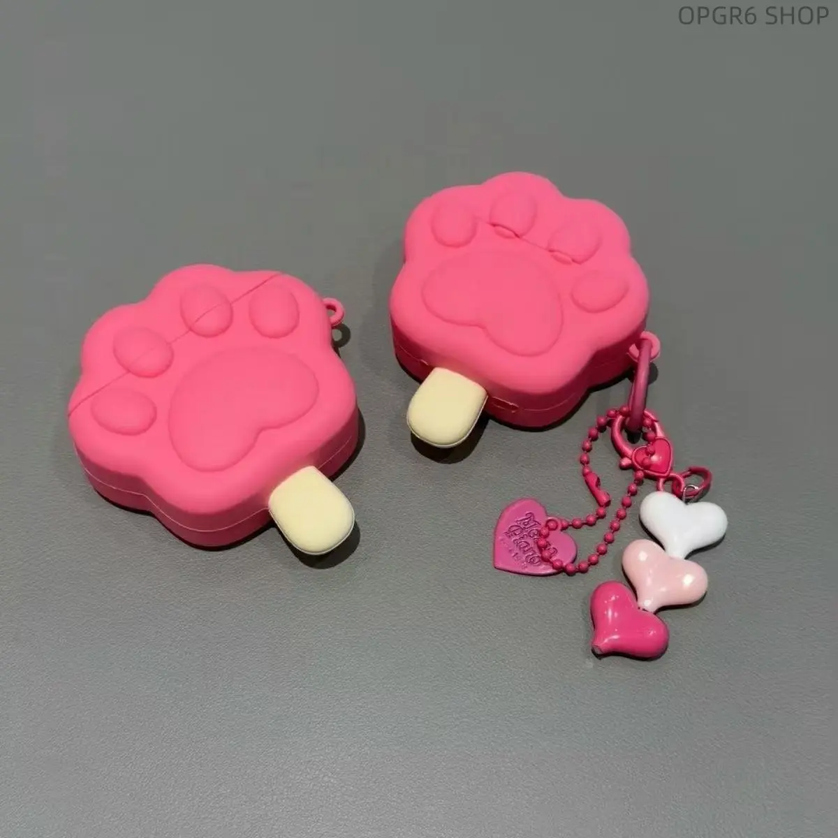 Creative 3D Cat Paw Silicone Earphone Case Compatible With AirPods Pro 3, AirPods 3, AirPods 4, Cute Cartoon Shockproof Full Wrap Wireless Earbud Protective Cover With Lanyard Anti-Scratch Accessory