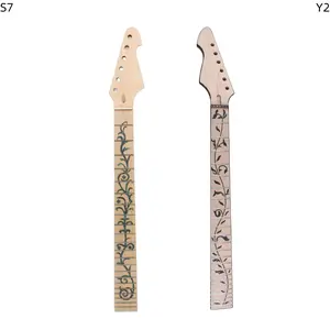 New Guitar Neck 24 Fret 25.5 inch Maple Wood Unfinished Replacement Inlay Bolt on Heel Truss Rod Electric Guitar Parts