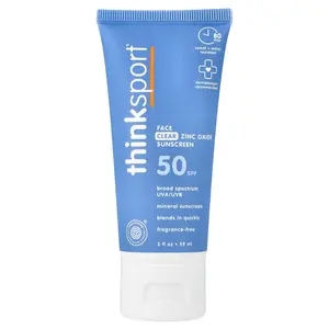 think Thinksport®, Face Clear Zinc Oxide Sunscreen, SPF 50, Fragrance Free, 2 fl oz (59 ml) | HSA/FSA Eligible