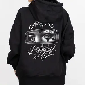 Never and Look Art Chicano Clothing Lowrider Chicana Art Gangster Cholo Outfit Cotton Fabric Menswear Casual Streetwear Hoodie Unisex Loose Fit