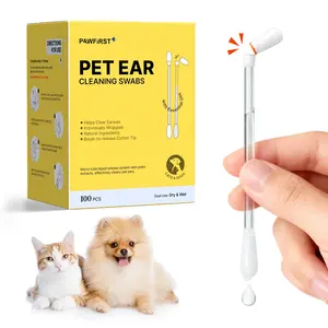 Pawfirst 100 Pack Pet Ear Cleaning Swabs, Break-to-Release Disposable Ear Cleaner for Dogs & Cats, Soothing Aloe & Chamomile Formula for Earwax & Odor