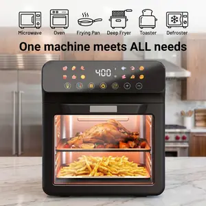 TazTir 6-in-1 12L Multifunctional Digital Air Fryer,Dehydrator, Convection Oven,Electric Food Steamer, Quick Defrosting,19 Touch of Screen button Fry, Roast, Dehydrate, Bake, XL 12L Family Size, Auto Shutoff, Large Easy-View Window, Black airfryer