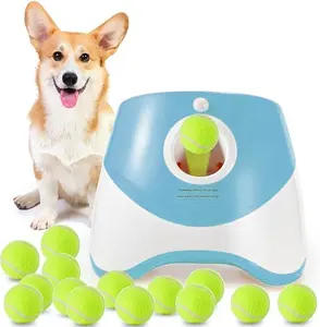 Dog Automatic Ball Launcher - Auto Launch, PVC Material, 3 Distances, 2200mAh Li-ion Battery, 6 Tennis Balls Included, Supervised Use, Indoor/Outdoor Interactive Indoor Training Toy for Small-Medium Dogs, Indoor Training Ball