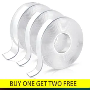 Nano Double-Sided Heavy Duty Tape – 9.8ft Removable Clear Mounting Tape for Wall, Carpet, Rug & DIY – Strong, Washable, Traceless Adhesive - Buy One Get Two Free