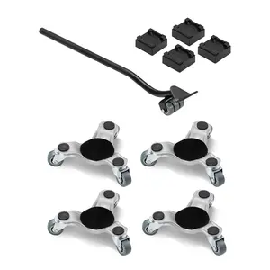 【fathersdaygift】VEVOR Furniture Dolly, 440 lbs Load Capacity, 3 Wheel Steel 6.3" Tri-dolly Heavy Duty Mover with Triangle Swivel Caster, Carbon Steel Panel, Furniture Lift Mover Tool Set for Appliances, Sofa, Fridge