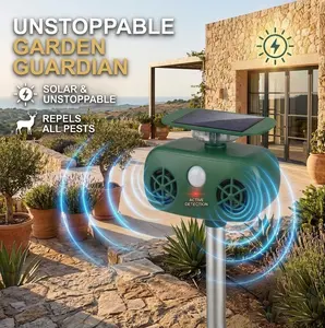 New Acoustic Technology Pest Repeller — Solar-Powered Animal Deterrent (5 Modes, featuring Motion Sensor and Strobe Light); Solar Motion-Activated Strobe Repeller for Squirrel, Deer, Rabbit, and Raccoon Protection — Ideal for Yards, Farms, and Gardens