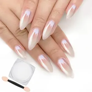 White Pearl Chrome Nail Powder Glitter Dust Kit for Beautiful Nails