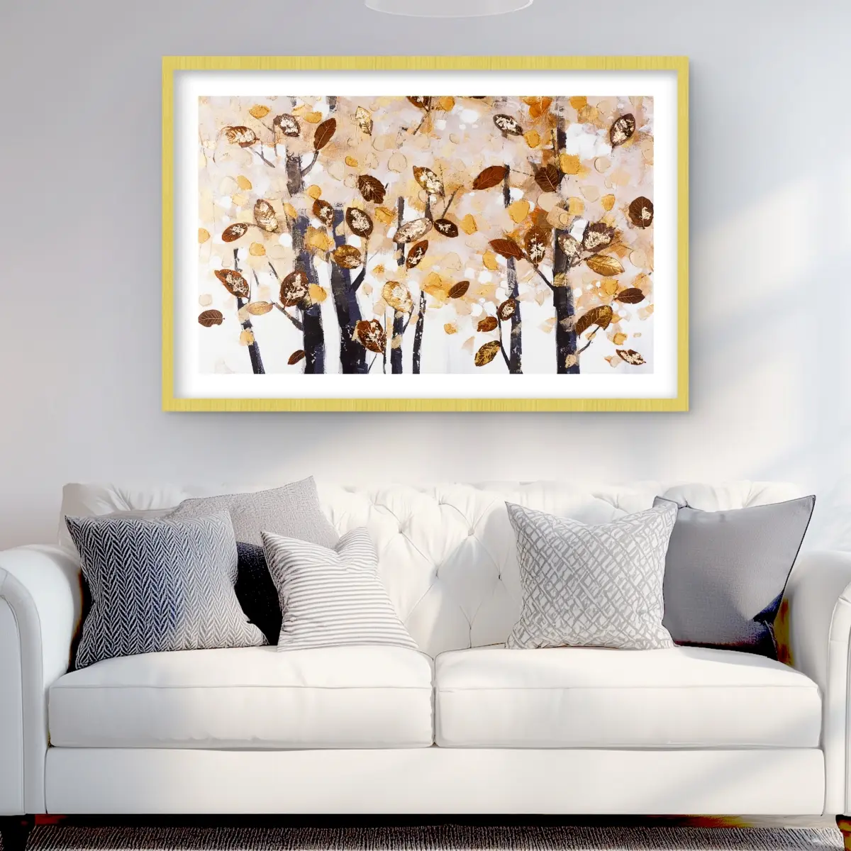 Begin Home Decor C1FM2436W8GXG7 24x36 in. Texturized Nature Outdoors Leaves Trees Wall Artwork, Brown-Framed Matted Print Decoration