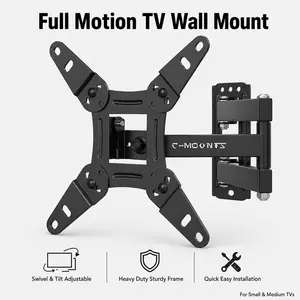 TV Wall Mount Full Motion TV Mount for 13 to 42 Inch TVs and Monitors Swivel Tilt Extension Articulating Arm Space Saving Wall Bracket Max VESA 200x200 Holds up to 44 lbs Small TV Mount Bedroom Kitchen Office Guest Room Corner Viewing LED LCD Screen