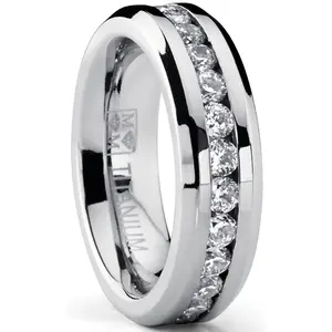 Women's Eternity Titanium Ring 2.4 Carats Cubic Zirconia Wedding CZ 6MM Sizes 4-9