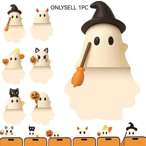 Ghostees Mystery Phone Buddy, Halloween Cute Ghost Phone Charm, Phone Decoration, Mini Figure Surprise Toy, Peel-And-Stick Design, Fun Desk Accessory