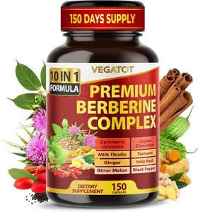 Berberine Supplement with Ceylon Cinnamon Bitter Melon Gymnema Supports Immune Heart Health Gastrointestinal Function 150 Count Natural Dietary Supplement High Potency Capsules Glucose Metabolism Aid Wellness Formula