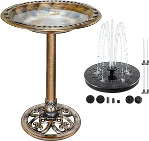 Bird Bath for Outside, Large 28 inch Tall Birdbaths for Outdoors with Solar Water Fountain, Plastic Retro Copper Bird Baths Bowl for Outdoor Garden Lawn Yard Patio Hotel Landscape Decor - Wide 20” summerwins