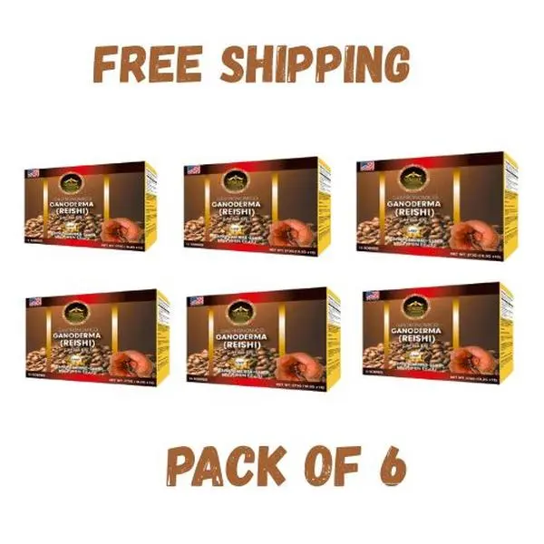 Eternal Cafe Ganoderma Coffee 4 in 1 Reishi Beverage de ganoderma Pack of 6 Ultimate Coffee Experience with Creamer Sugar & Ganoderma Extract Caramel Brew Caramel Macchiato