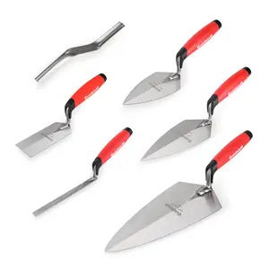 #fathersdaygift Goldblatt 6 Packs Masonry Hand Tool Set - 11" x 5-1/2" Philadelphia Brick Trowel, 2PC Pointing Trowel, 5" x 2" Margin Trowel, 1/2" Tuck Pointing Trowel, 5/8” x 1/2” Convex Brick Jointer