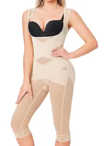 Women's Solid Contrast Mesh Sheer Open Bust Compression Body Shaper Shapewear Jumpsuit, High Compression Bodysuits, Casual High Stretch Tummy Control Butt Lift Shaper, Ladies Shapewear for All Seasons halloween