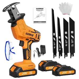 HANWISE Upgraded Electric Reciprocating Saw, 3500RPM Wireless Hand Saw,Equipped With LED Lights And Safety Lock, 2.0AH Battery, Tool Free Blade Replacement, 4Blades, Suitable For Wood/PVC Cutting As The Best Gift
