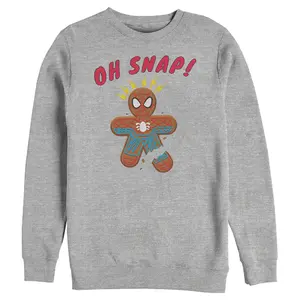 Men's Marvel Christmas Spider-Man Snap Gingerbread Cookie Sweatshirt