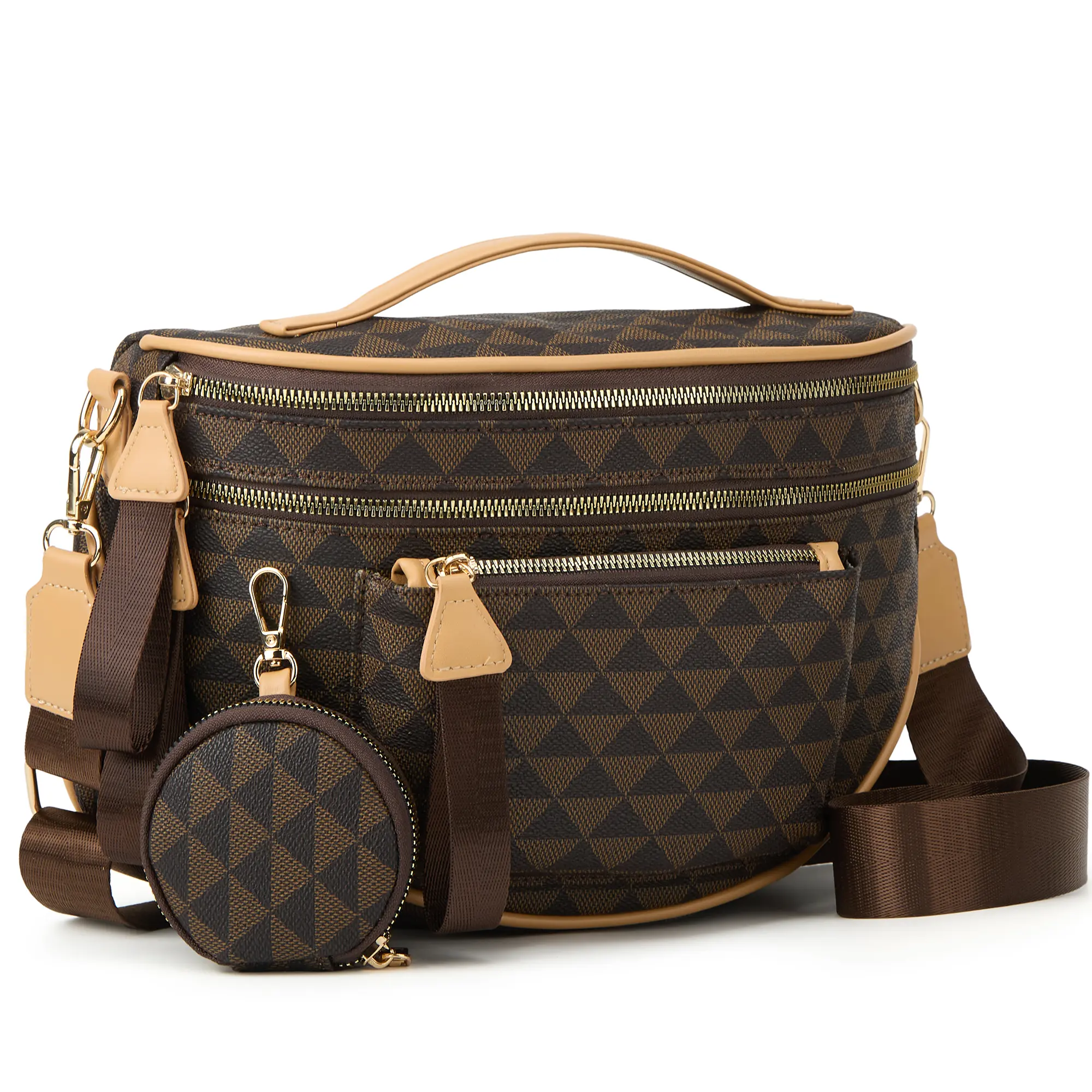 Spacious Checkered PU Leather Crossbody Bag Bum Bag Checkered Handbags Wallets for Women, Checkered Pattern, Pu Leather Material tiktokshopspringglowup summerwins,summerwins