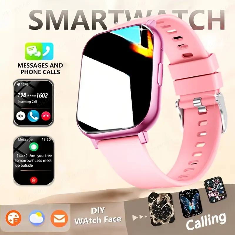 Multifunctional smart watch, Android Smartwatch, suitable for men and women, wireless calls/messages/multiple sports modes/fitness tracker, compatible with iPhone and Android, USB charging, smart connectivity, clear screen display