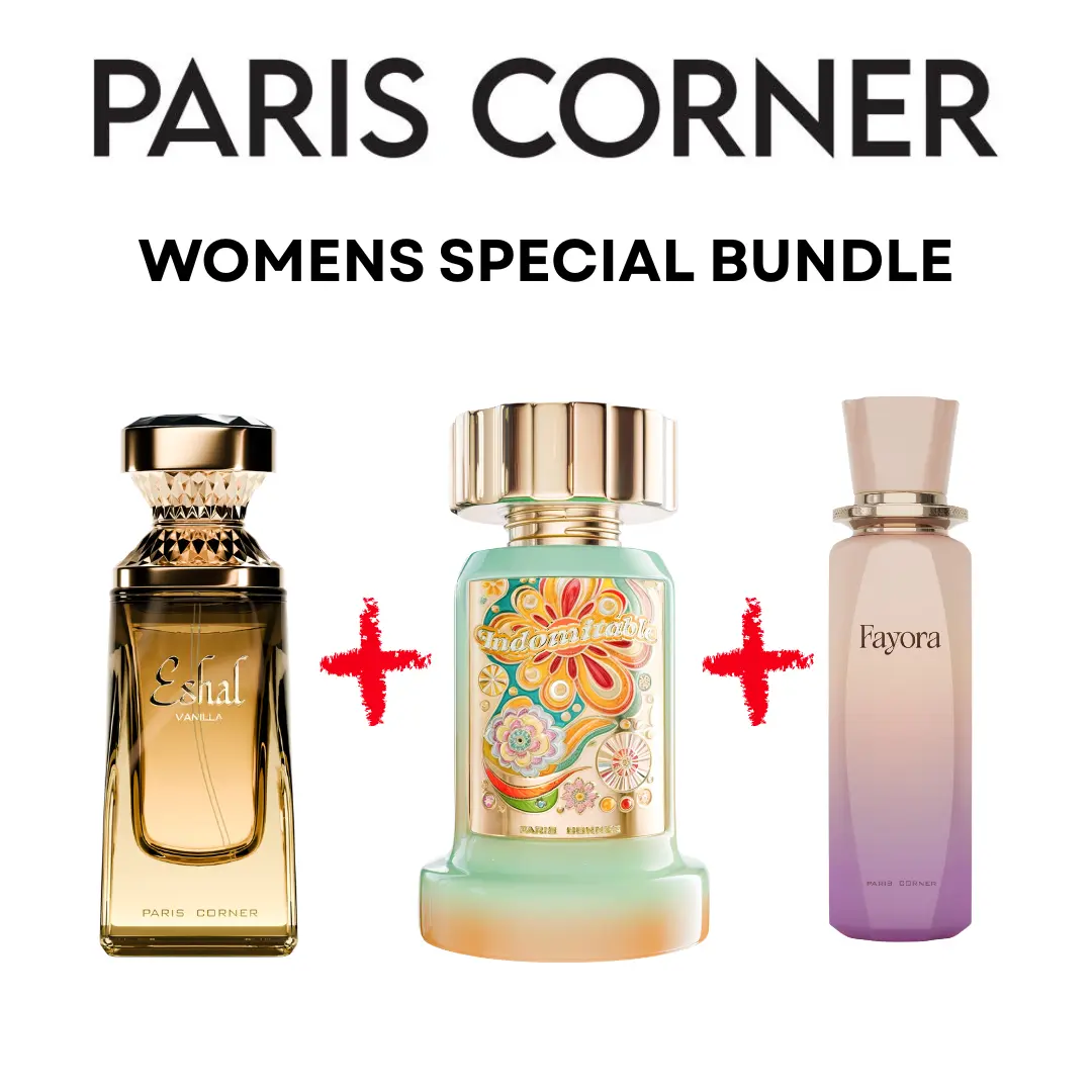Paris Corner Women's Special Bundle – Fayora, Eshal Vanilla & Indomitable | 3 x 3.4oz (100ml) Eau de Parfum