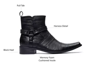 Jazame Men's Ankle-High Western Cowboy Boots Stylish Comfortable and Durable Footwear Botines de hombre vaquero Rodeo Shoes  Leather chelsea  boot