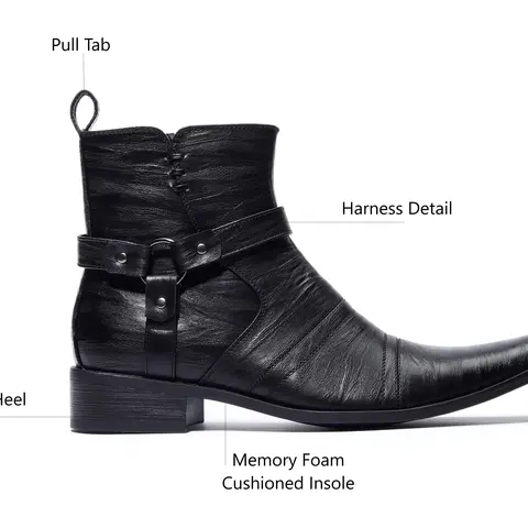 Jazame Men's Ankle-High Western Cowboy Boots Stylish Comfortable and Durable Footwear Botines de hombre vaquero Rodeo Shoes  Leather chelsea  boot Fashion Design