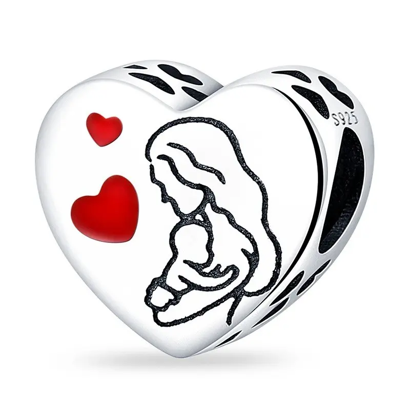 925 Silver Heart-Shaped Charms & Pendants - DIY Bracelet, Necklace, Keychain Accessories, Women's Valentines Day Gift