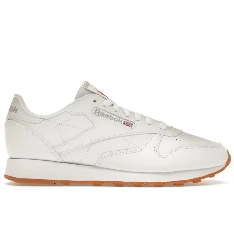 Reebok Classic Leather Footwear White Gum Men's Sneakers – Iconic Retro Lifestyle Shoes Featuring Premium Leather Upper, Clean White Colorway, Classic Gum Rubber Outsole, Lightweight Comfort, Durable Construction, Timeless Reebok Heritage Design, Casual