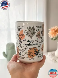 [Sale off up to 50%] Mental Health mug Daily Affirmations Glass cup 15oz Daily affirmations mug gift for her best friend tumbler Mental health giftful mug