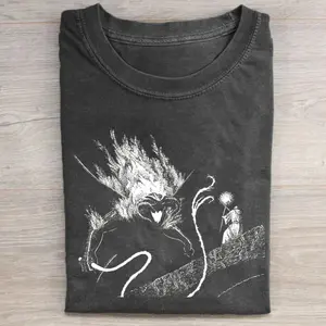 Gildan Vintage Balrog Graphic Fitted Shortleeve T-Shirt - Men's Black Round Neck Menswear, The Lord of The Rings LOTR Movie Top, Vintage Clothing Gift for Book Lovers, Shortsleeve, Casual
