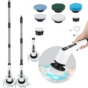 Multifunctional Electric Cleaning Brush, 1 Set Adjustable Electric Spin Scrubber, Long Handle Scrubber, Bathtub Tile Scrubber with 9 Replaceable Brush Heads, Cordless Power Scrubber, Rechargeable Spin Scrubber